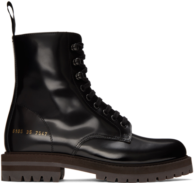Common Projects Black Combat Ankle Boots In 7547 Black
