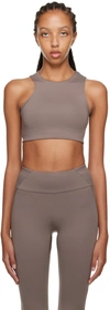 Vaara Gray Asymmetric Crop Sport Bra In Grey