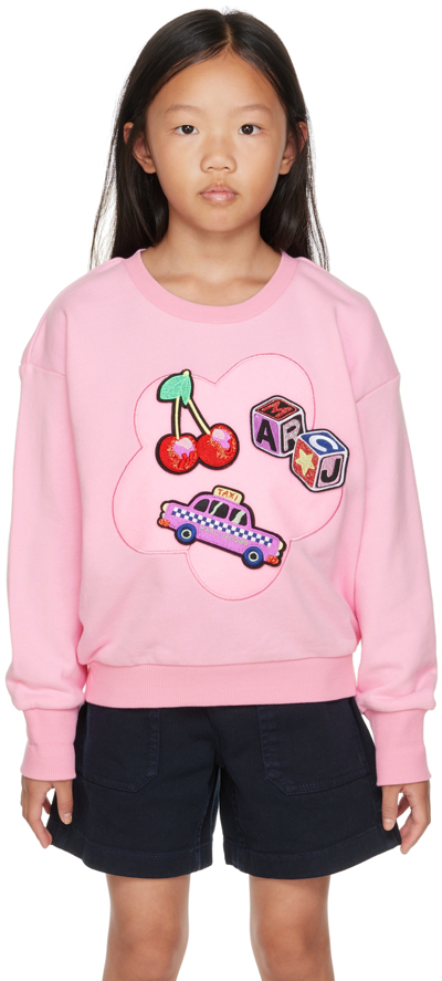 Marc Jacobs Kids Pink Urban Jungle Detachable Patch Sweatshirt In Rosa
