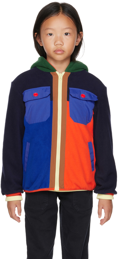 Marc Jacobs Kids Multicolor Paneled Zip-up Hoodie In V24 Bleu Orange