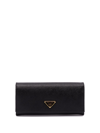 Prada Large Saffiano Leather Wallet In Nero