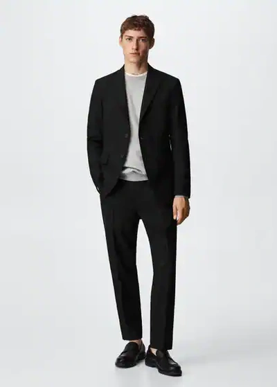 Mango Man Slim Fit Suit Blazer Black In Black