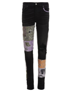 Amiri Bandana Patch Distressed Detail Denim Skinny Jeans In Black