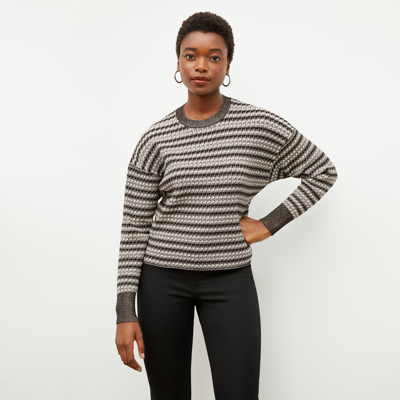 M.m.lafleur The Tyler Sweatshirt - Cable Stripe In Black / White