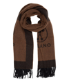 MOSCHINO MOSCHINO DOUBLE QUESTION MARK INTARSIA FRINGED SCARF
