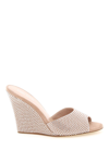Paris Texas Holly Wanda Crystal-embellished Suede Wedge Mules In Beige