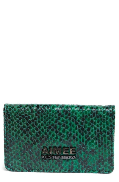 Aimee Kestenberg Sammy Bifold Card Wallet In Emerald Snake