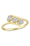 Delmar Triple Heart Diamond Ring In Yellow