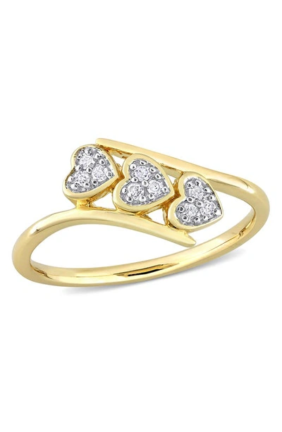 Delmar Triple Heart Diamond Ring In Yellow