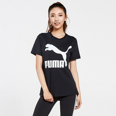 Puma Women's Classics Iridescent-logo T-shirt In Black/black