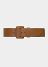 Vaincourt Paris La Merveilleuse Large Pebbled Leather Belt With Covered Buckle In Camel