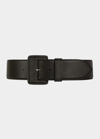 Vaincourt Paris La Merveilleuse Large Pebbled Leather Belt With Covered Buckle In Black