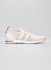 Loro Piana Knit Lace-up Runner Sneakers In Pink Sand
