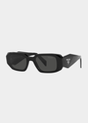 Prada Runway 49mm Rectangle Sunglasses In Black