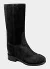 Santoni Fleeces Suede Tall Boots In Black