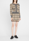 Loveshackfancy Balsam Fringed Plaid Tweed Mini Skirt In Noir