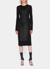 Dolce & Gabbana Corset Detail Long Sleeve Midi Dress In Black