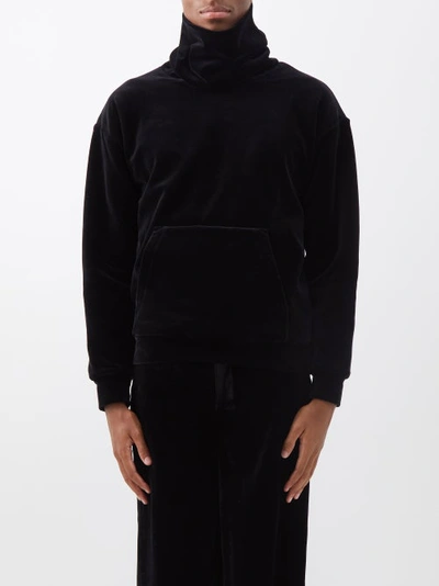 Saint Laurent Velvet Turtleneck Sweatshirt In Black