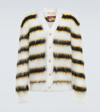 Marni Men's Striped Mohair Cardigan Sweater In Lily White