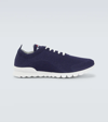Kiton Embroidered Logo Low-top Sneakers In Navy
