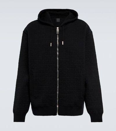 Givenchy 4g Jacquard Wool-blend Zip-up Hoodie In Black