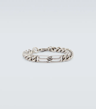 Balenciaga Bb Brass Bracelet In Antique Silver