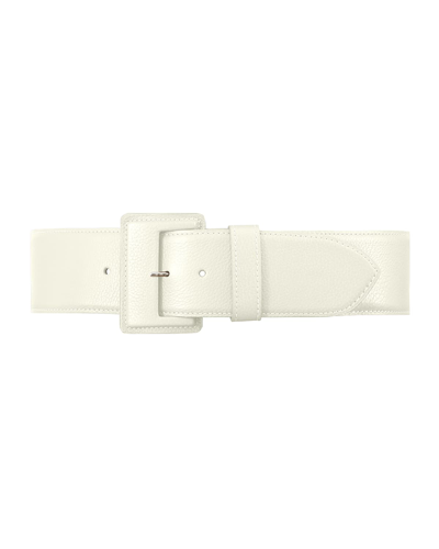 Vaincourt Paris La Merveilleuse Large Pebbled Leather Belt With Covered Buckle In White