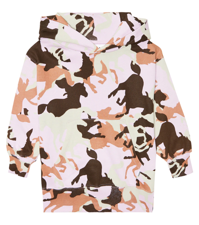 Stella Mccartney Kids' Printed Cotton Hoodie In Verde