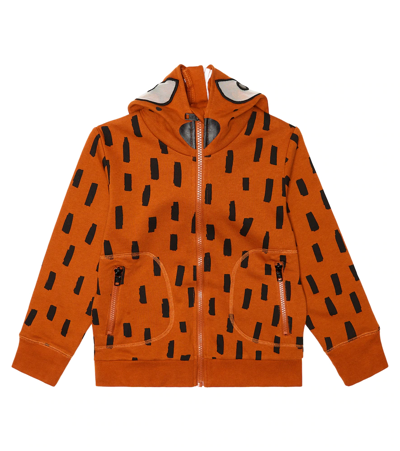 Stella Mccartney Kids' Printed Cotton Hoodie In Brown