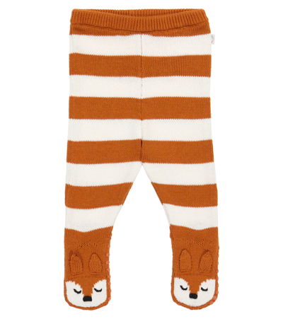 Stella Mccartney Baby Cotton And Wool Leggings In Brown