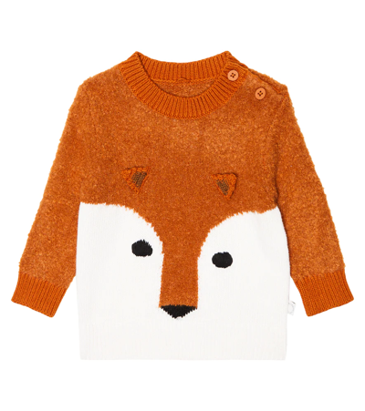 Stella Mccartney Multicolor Sweater For Baby Boy With Fox In Orange