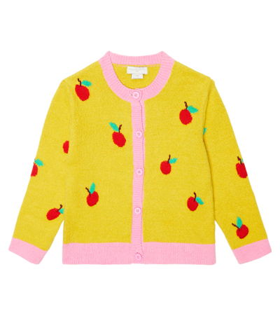 Stella Mccartney Kids' Color Block Cotton Blend Knit Cardigan In Yellow