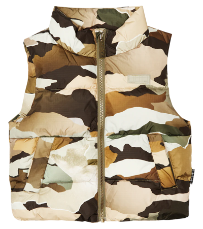 Molo Kids' Heike Camouflage Puffer Waistcoat In Multicolor