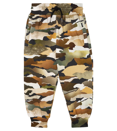 Molo Kids' Alvar Camouflage Cotton Sweatpants In Earthy Camou