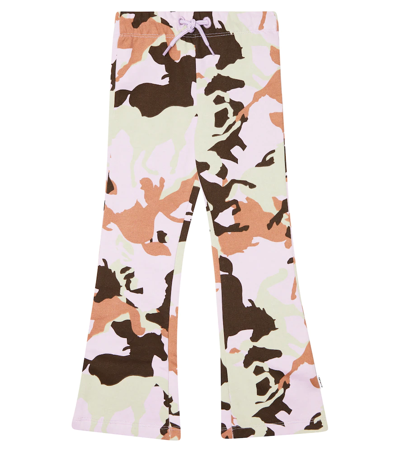 Molo Kids' Alfreda Printed Cotton Sweatpants In Horse Camo Lilac