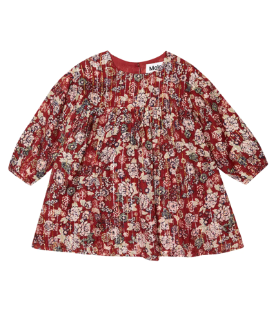 Molo Baby Colore Floral Cotton-blend Dress In Rosso