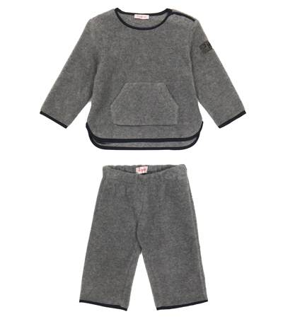 Il Gufo Baby Top And Pants Set In Dark Grey/blue