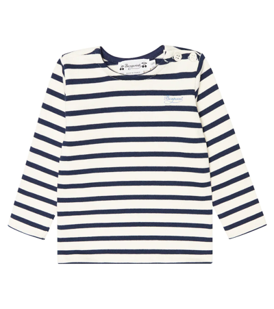 Bonpoint Baby Tourbillon Striped Cotton Top In Rayure Marine/ecru