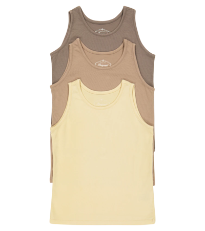 Bonpoint Kids' Athis Set Of 3 Cotton-blend Tank Tops In Marron Glace