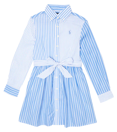 Polo Ralph Lauren Kids' Striped Paneled Shirt Minidress In Blue White Multi