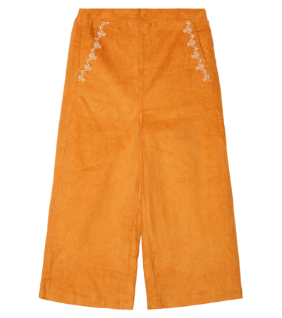 Louise Misha Kids' Flor Embroidered Cotton Pants In Cinnamon