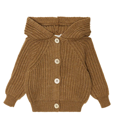 1+ In The Family Baby Aniol Ribbed Cardigan In Caramel