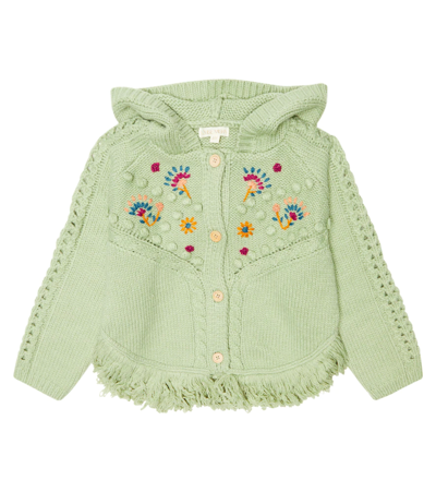 Louise Misha Kids' Clara刺绣连帽开衫 In Khaki