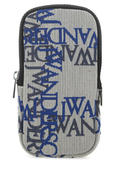 Jw Anderson Logo Canvas Phone Pouch With Strap In Grey