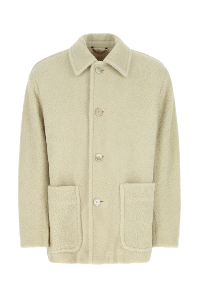 Dries Van Noten Sand Acrylic Blend Coat In Ecru