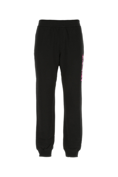 Versace Black Cotton Silver Baroque Sporty Pants