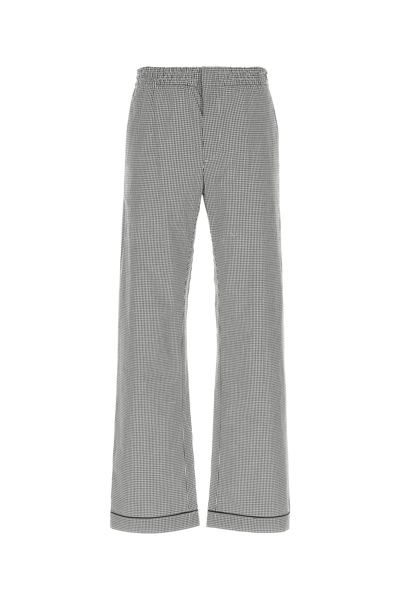 Prada Blackwhite Embroidered Poplin Pant In Grey