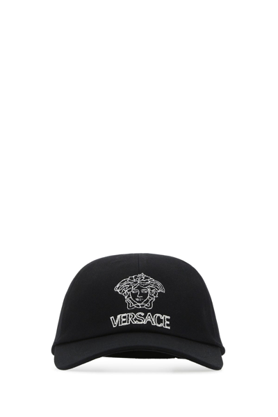 Versace Medusa Logo-embroidered Cotton Baseball Cap In Black