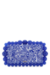 Cult Gaia Eos Beaded Marbled Acrylic Clutch In Persian Blue
