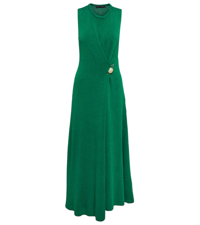 Proenza Schouler Embellished Twist-back Knitted Maxi Dress In Green